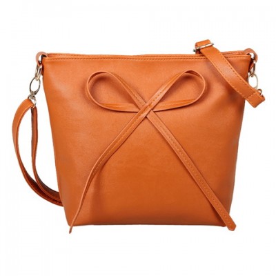 Sweet Women's Crossbody Bag With Solid Color and Bow Design
